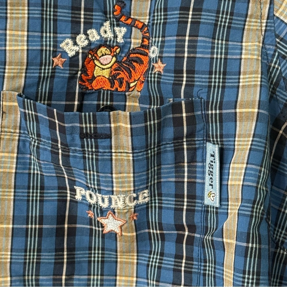 Disney plus Tigger Blue Plaid Shirt